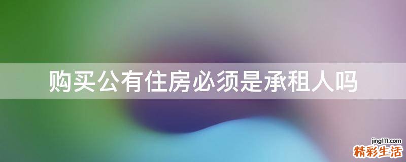 购买公有住房必须是承租人吗