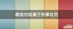 哪些内容属于刑事处罚