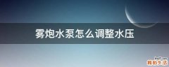 雾炮水泵怎么调整水压