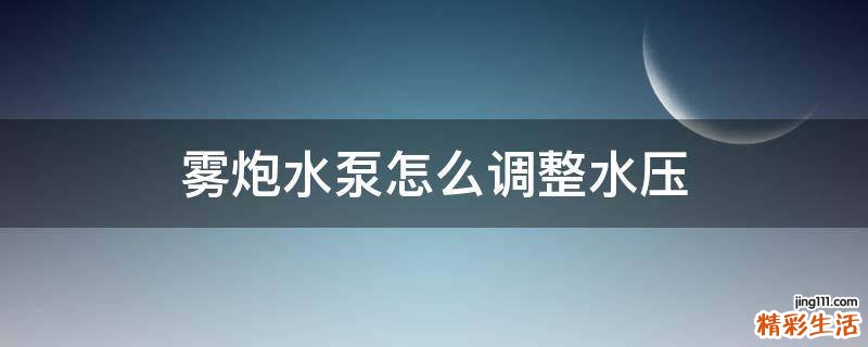 雾炮水泵怎么调整水压