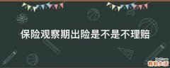 保险观察期出险是不是不理赔