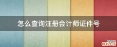 怎么查询注册会计师证件号