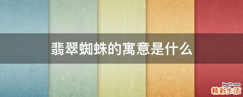 翡翠蜘蛛的寓意是什么