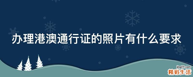 办理港澳通行证的照片有什么要求
