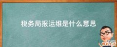 税务局报运维是什么意思