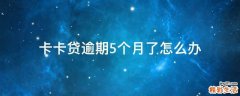 卡卡贷逾期5个月了怎么办