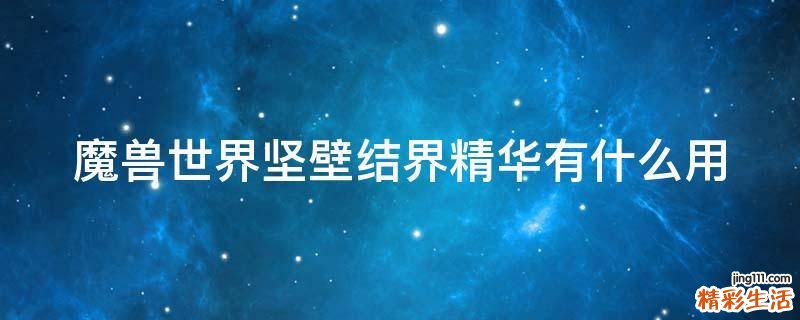 魔兽世界坚壁结界精华有什么用