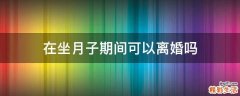 在坐月子期间可以离婚吗
