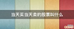 当天买当天卖的股票叫什么