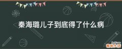 秦海璐儿子到底得了什么病