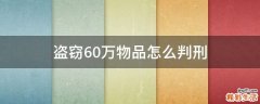 盗窃60万物品怎么判刑