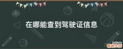 在哪能查到驾驶证信息