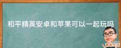 和平精英安卓和苹果可以一起玩吗