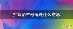 拦截陌生号码是什么意思