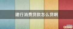 建行消费贷款怎么贷啊
