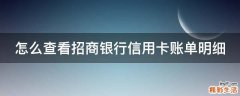 怎么查看招商银行信用卡账单明细