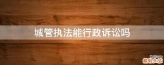 城管执法能行政诉讼吗