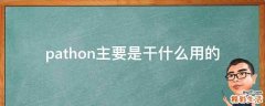 pathon主要是干什么用的
