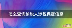 怎么查询纳税人涉税保密信息