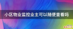 小区物业监控业主可以随便查看吗