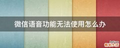 微信语音功能无法使用怎么办