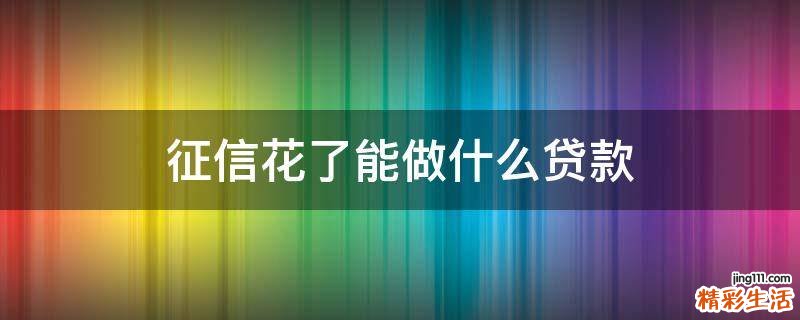 征信花了能做什么贷款