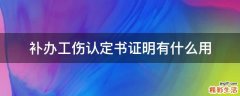 补办工伤认定书证明有什么用