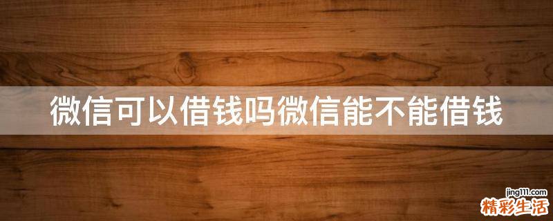 微信可以借钱吗微信能不能借钱
