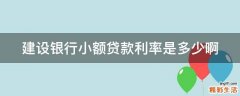 建设银行小额贷款利率是多少啊