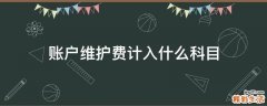 账户维护费计入什么科目