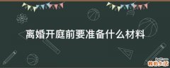 离婚开庭前要准备什么材料