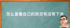 怎么查看自己的房贷有没有下来