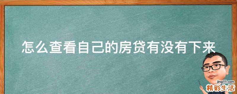 怎么查看自己的房贷有没有下来
