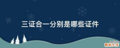 三证合一分别是哪些证件