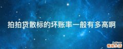 拍拍贷散标的坏账率一般有多高啊