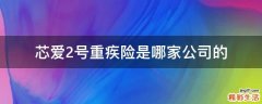 芯爱2号重疾险是哪家公司的