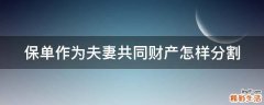 保单作为夫妻共同财产怎样分割