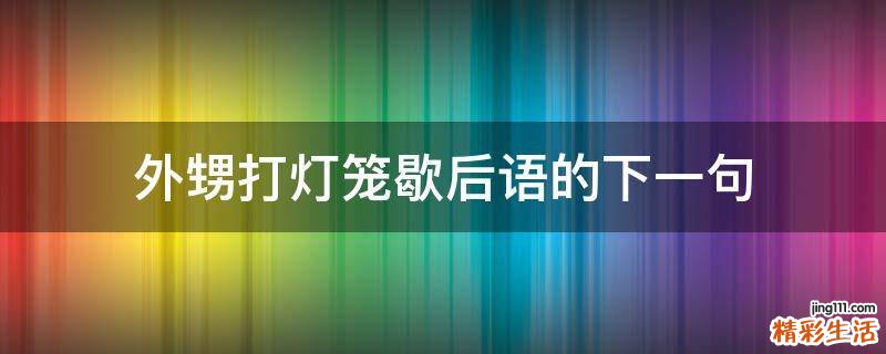 外甥打灯笼歇后语的下一句
