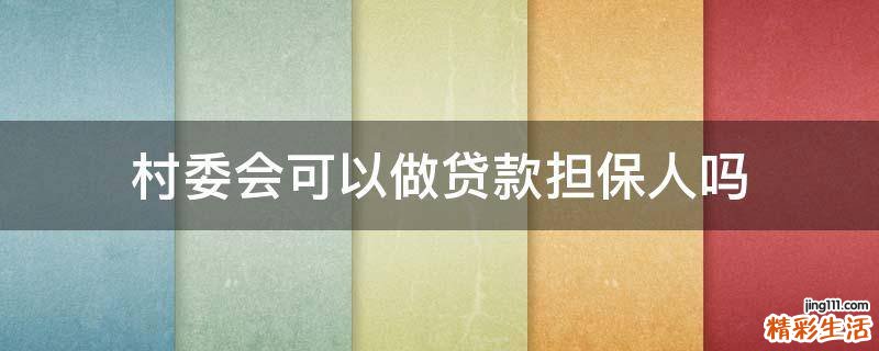 村委会可以做贷款担保人吗