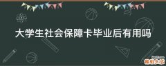大学生社会保障卡毕业后有用吗