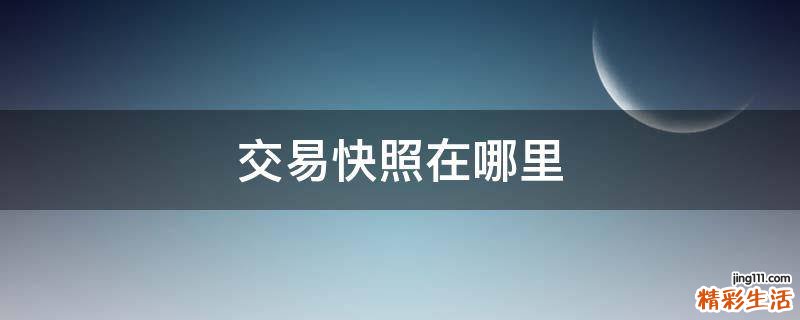 交易快照在哪里