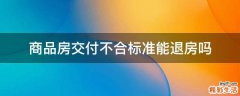 商品房交付不合标准能退房吗