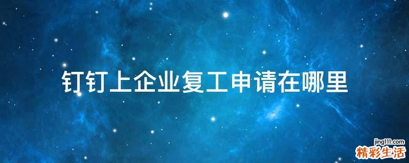 钉钉上企业复工申请在哪里