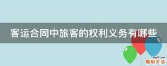 客运合同中旅客的权利义务有哪些