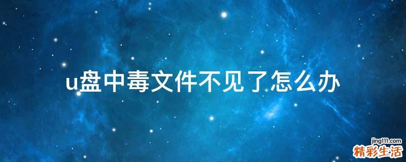 u盘中毒文件不见了怎么办