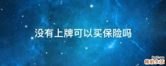 没有上牌可以买保险吗