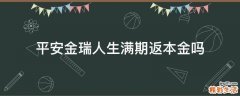 平安金瑞人生满期返本金吗