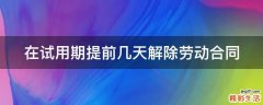 在试用期提前几天解除劳动合同