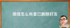微信怎么恢复已删除好友