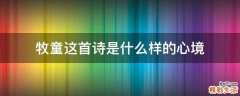 牧童这首诗是什么样的心境